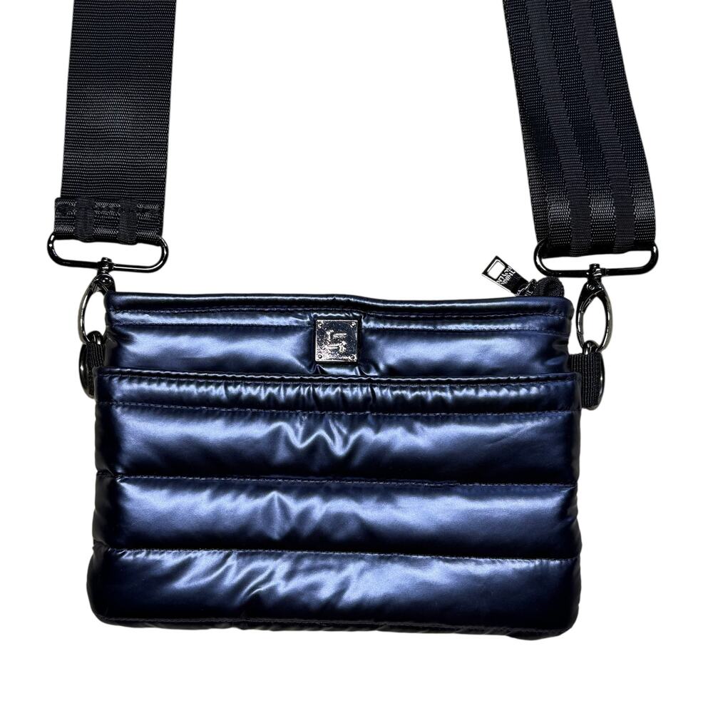 THINK ROYLN Puffer Quilted Crossbody Bum Bag Shiny Navy - Picture 5 of 14